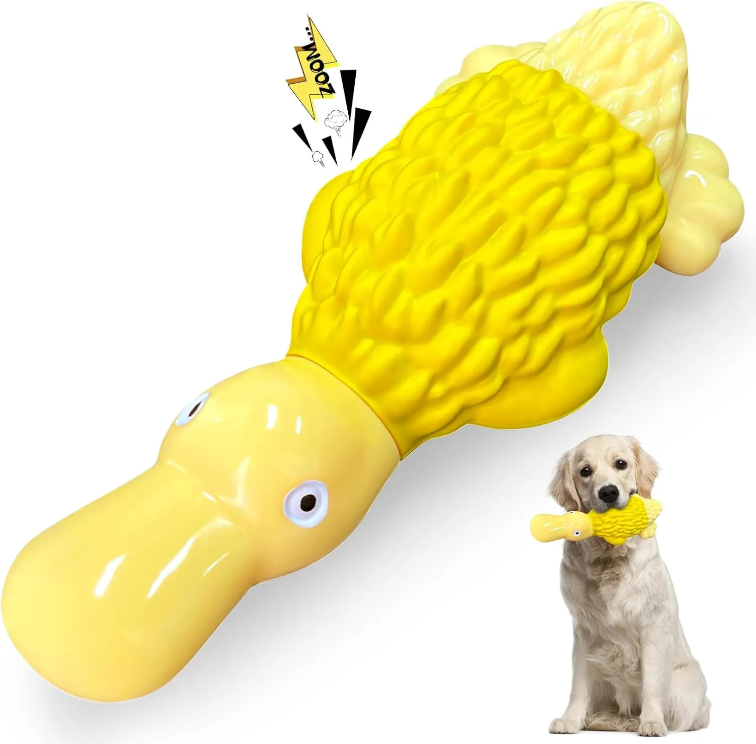 Dog Chew Toys for Aggressive Chewers: Indestructible Dog Toys- Large Squeaky Tough Dog Toys for All Breed Sizes to Keep Them Busy (Yellow)