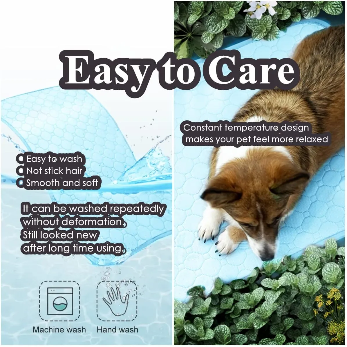 Dog Cooling Mat for Kennels, Crates, Cars, Indoor & Outdoor - Ice Silk Pet Blanket Pad for Extra Large Dogs (Blue, L(28 * 22"))
