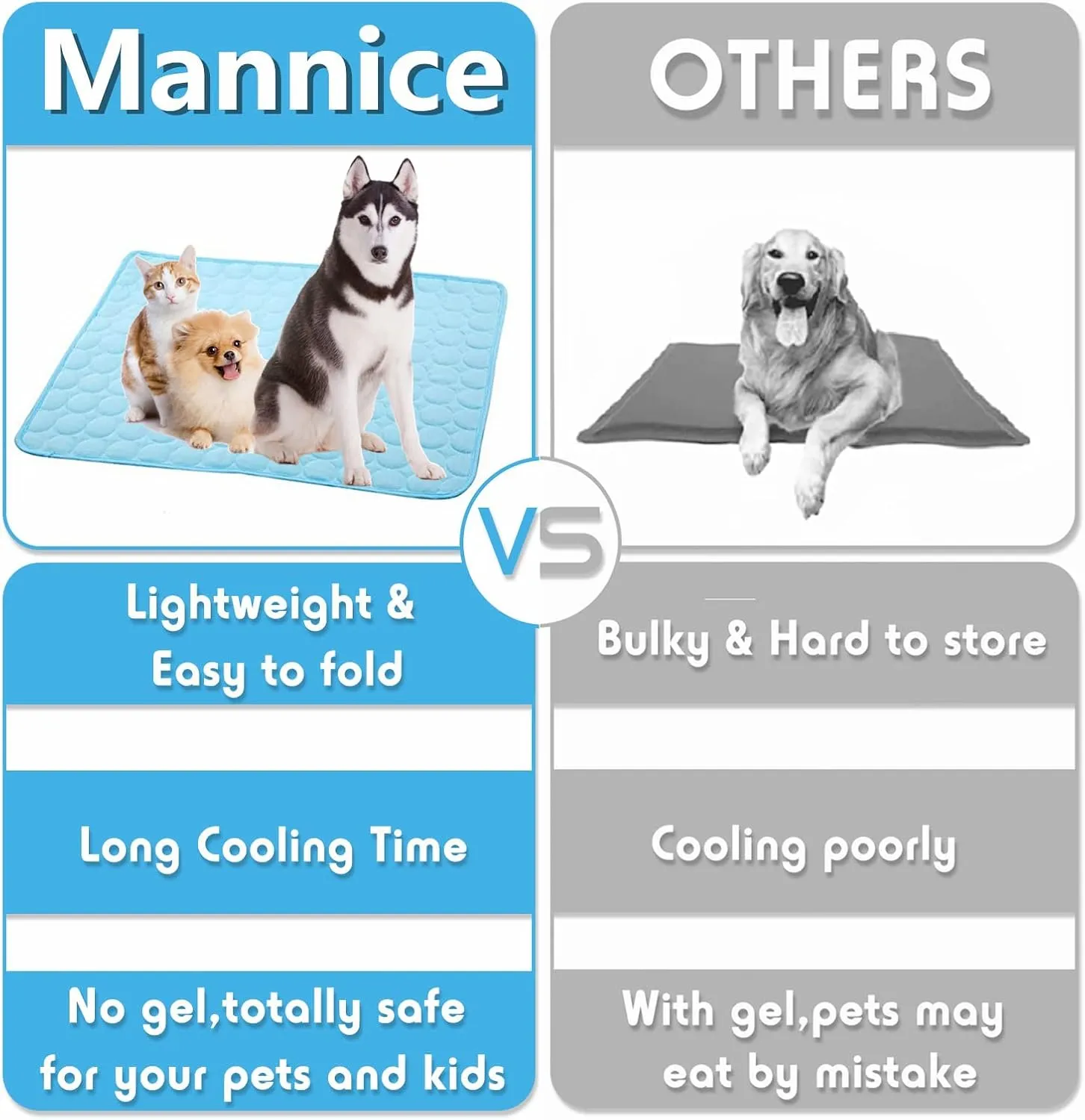 Dog Cooling Mat for Kennels, Crates, Cars, Indoor & Outdoor - Ice Silk Pet Blanket Pad for Extra Large Dogs (Blue, L(28 * 22"))