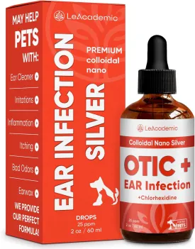 Dog Ear Infection Treatment | OTIC  Ear Infection Treatment for Dogs & Cats | Cat Cleaner Drops | Chlorhexidine Wash for Pets | Helps with Otic Irritations & Itchings | Nano Silver | 2 Oz