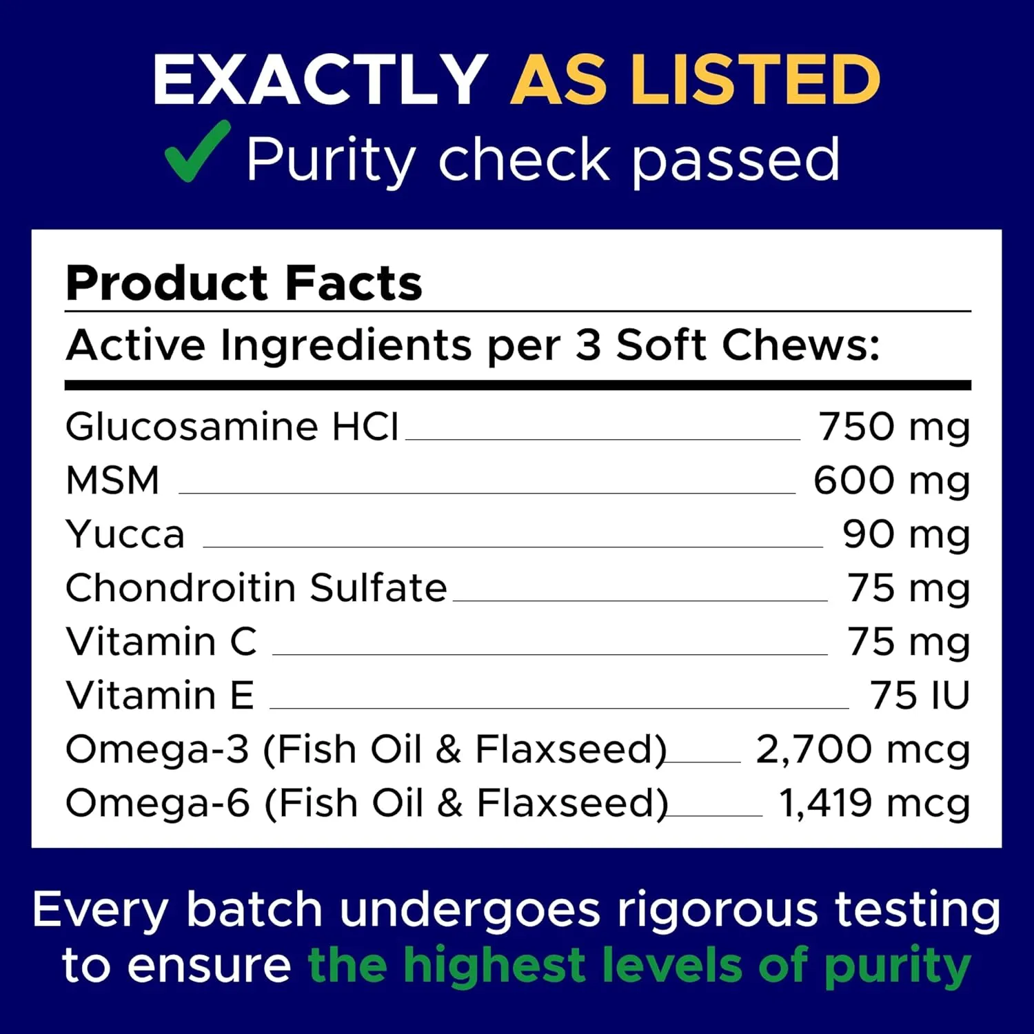 Dog Joint Supplement Large Breed - Glucosamine & Chondroitin Treats for Dogs - Supplement w/Omega-3, MSM - Made in USA - Joint Pain Relief - 240 Mobility Chews