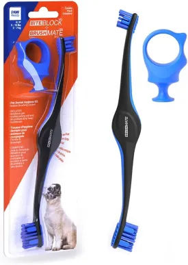 Dog Toothbrush and Bite Block Assistant Combo Pack by Paw Ready for Puppies' Dogs and Cats Small Size for use with Pets Between 5-15 lbs. (2-7kg) Protects Hands and Fingers While Brushing