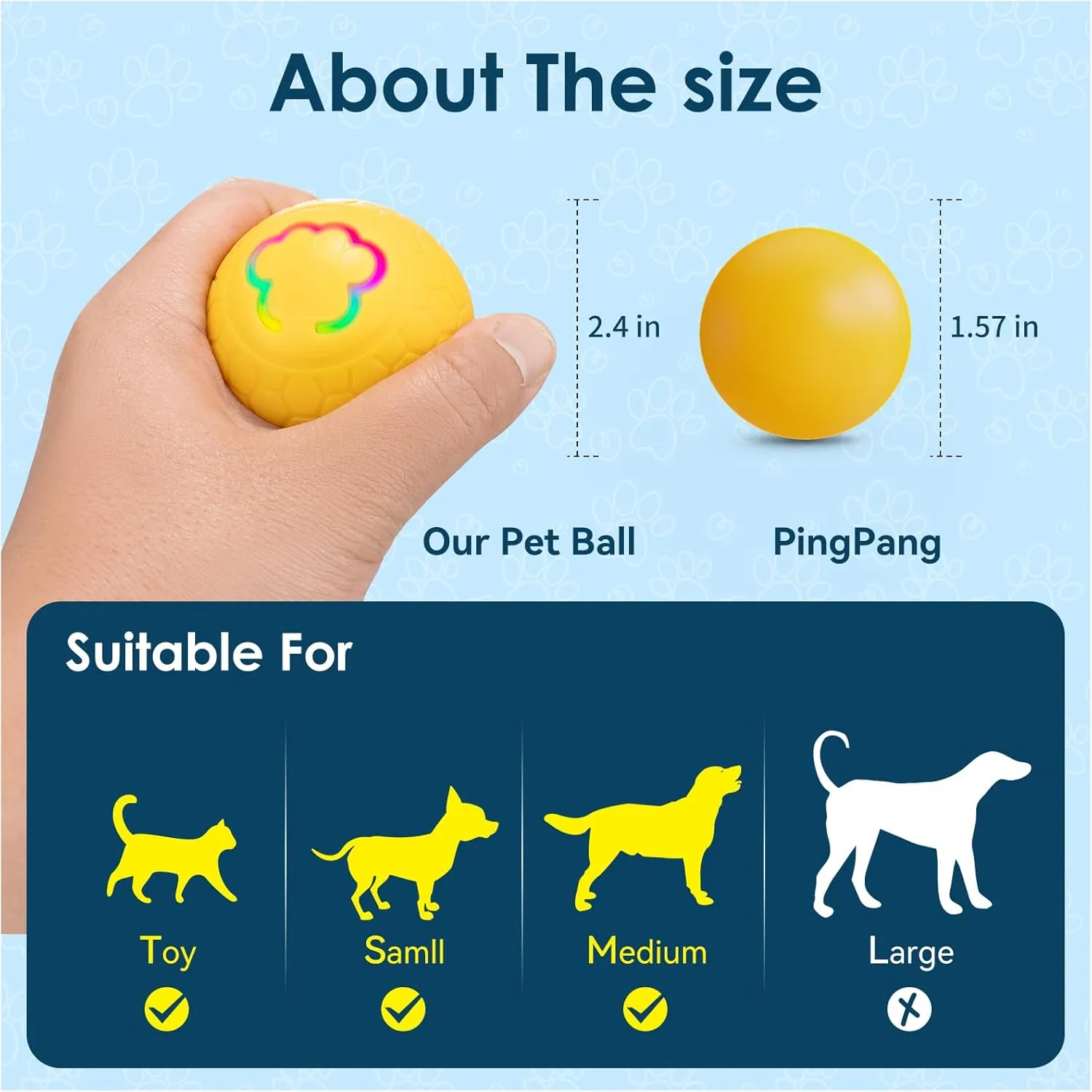 Dog Toy Balls, Interactive Toys for Puppy Small Dogs Cats, Robust self-Rolling Ball, Tough Motion Activated Automatic Moving Dog Ball Toys Indoor Outdoor, Blue