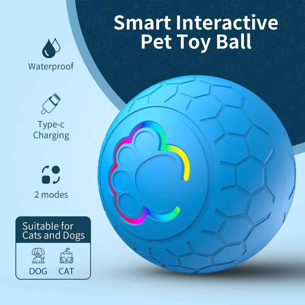 Dog Toy Balls, Interactive Toys for Puppy Small Dogs Cats, Robust self-Rolling Ball, Tough Motion Activated Automatic Moving Dog Ball Toys Indoor Outdoor, Blue