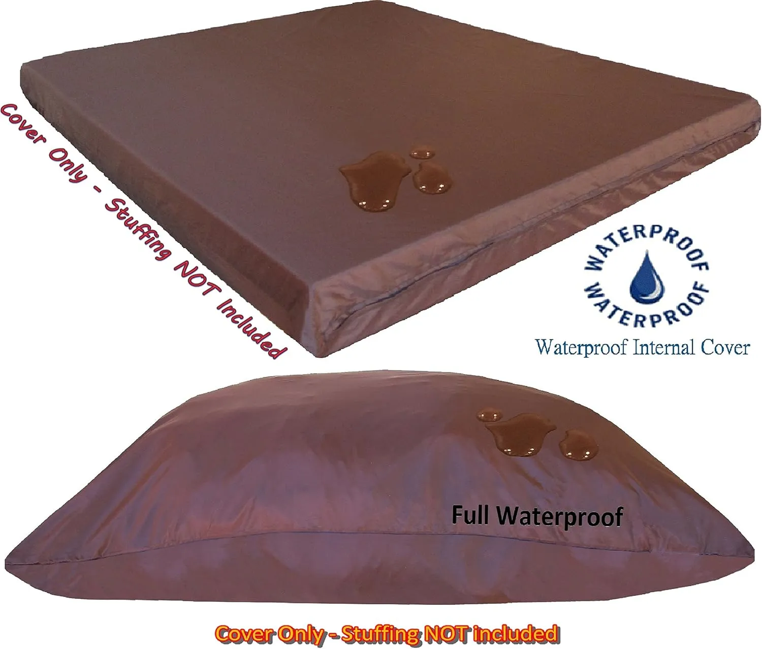 Dogbed4less Do It Yourself DIY Pet Bed Pillow Duvet Denim Cover   Waterproof Internal case for Dog/Cat at Large 48"X29" Brown Color - Covers only