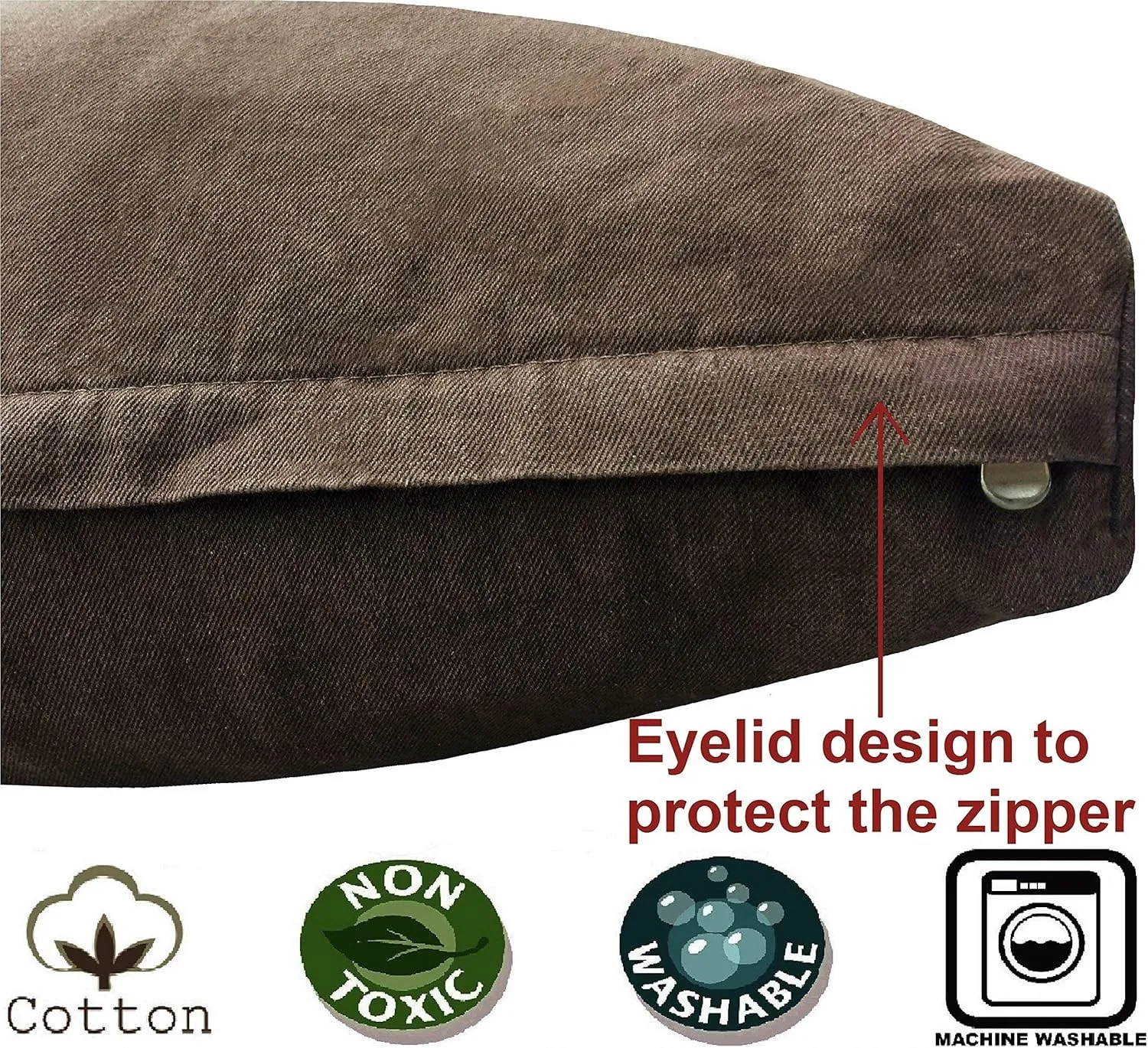 Dogbed4less Heavy Duty Shredded Memory Foam Pet Dog Bed Pillow with Waterproof Lining and Machine Washable Denim Cover, 40X35 Inch, Brown