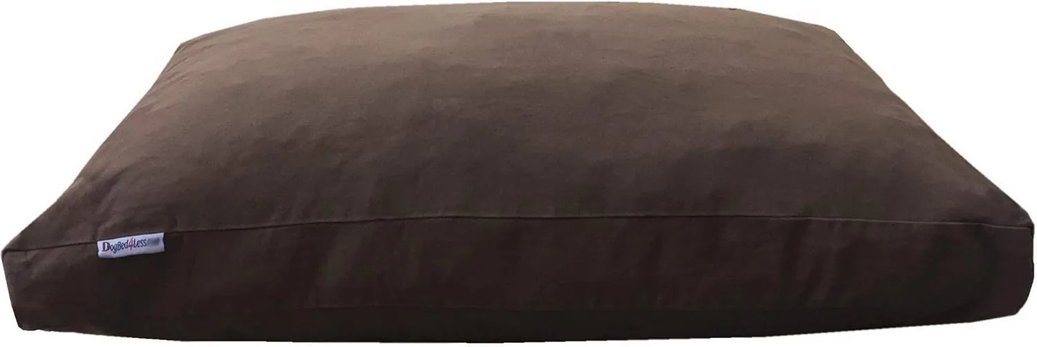 Dogbed4less Heavy Duty Shredded Memory Foam Pet Dog Bed Pillow with Waterproof Lining and Machine Washable Denim Cover, 40X35 Inch, Brown