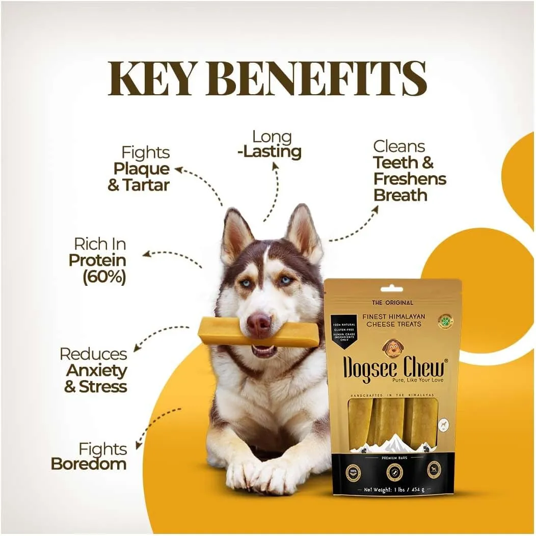 Dogsee Chew Dog Dental Chews | Long Lasting Dog Chews for Large Dogs | Yak Cheese Flavored Himalayan Dog Chew That Will Lower The Chances of Plaque and Tartar Growth | 1 Bar