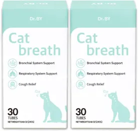 Dr.by Cat Breath Bronchial Supplements Cat Sneezing Treatment Asthma Cold Cough Nose Relief Respiratory&Immune Support with TF-343-30 lickable Formula Individually Packaged, Chicken (2 Packs (17OZ))