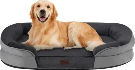 Dwanton Orthopedic Dog Bed for Large Dogs, Waterproof Dog Sofa with Egg Foam Support, Washable Pet Bed with Four Sided Bolster Cushion, with Removable Cover & Non-Slip Bottom, 42 Inches, Dark Gray