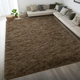 DweIke Fluffy Taupe Rugs for Bedroom Living Room, 8x10 Large Soft Plush Shaggy Light Brown Girls Boys Kids Rug, Non-Slip and Machine Washable Carpet for Dorm Nursery Classroom Decor
