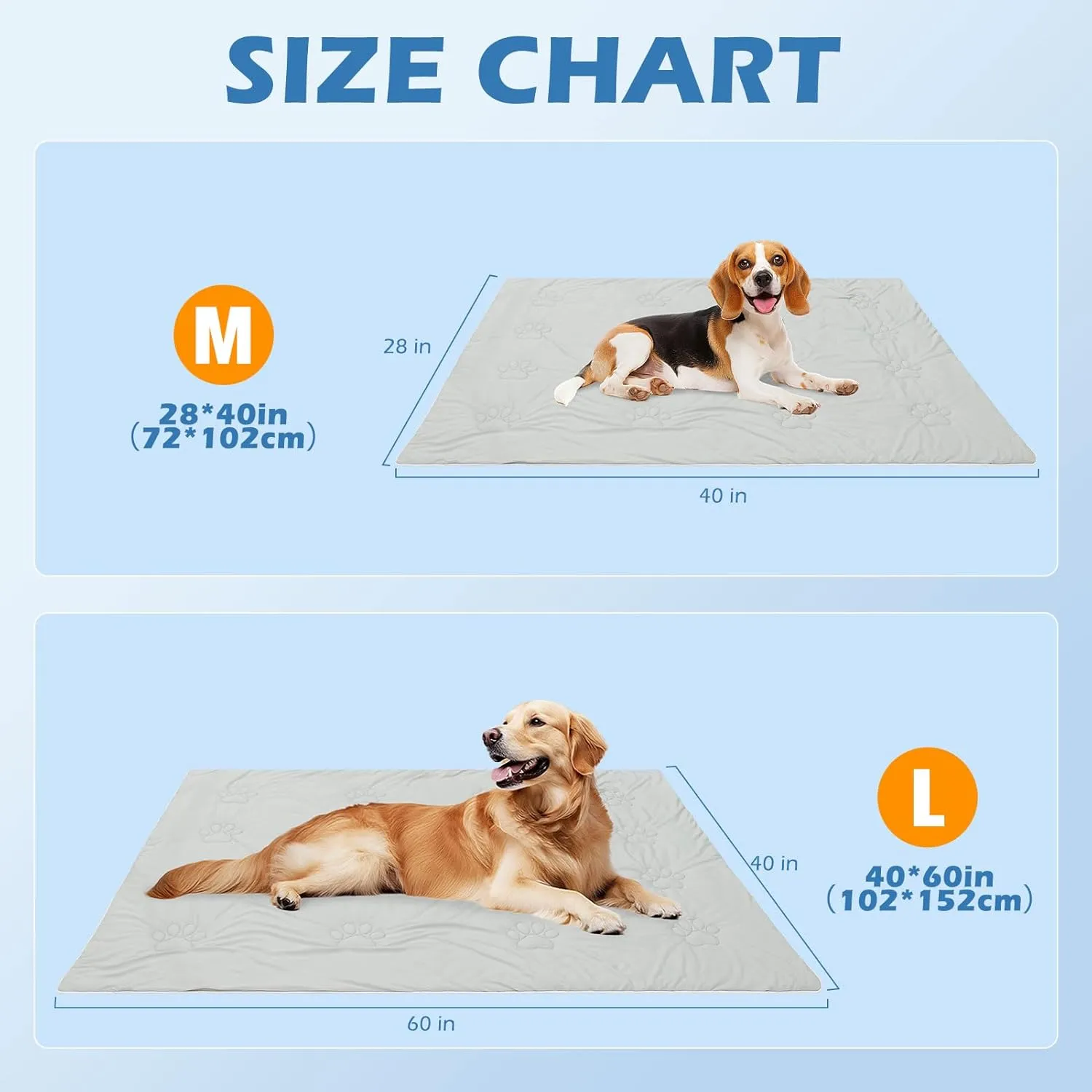 EXPAWLORER Premium Dog Cooling Blanket,High Q-MAX 0.4  Cold Washable Pet Mat with Cute Paw Pattern for Hot Weather,Lightweight Summer Dog Cooling Mat for Puppy,Cat (Grey,28x40 inches)