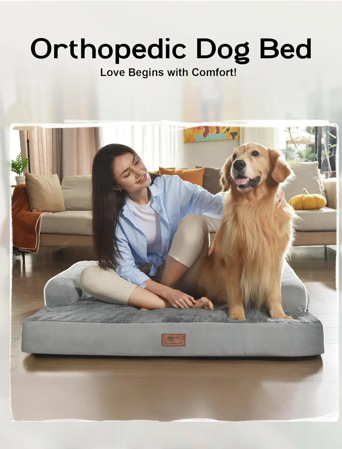 Extra Large Dog Bed Orthopedic Waterproof: Memory Foam Dog Bed for XL XLarge Extra Big Dogs - Couch Sofa - Washable with Removable Cover