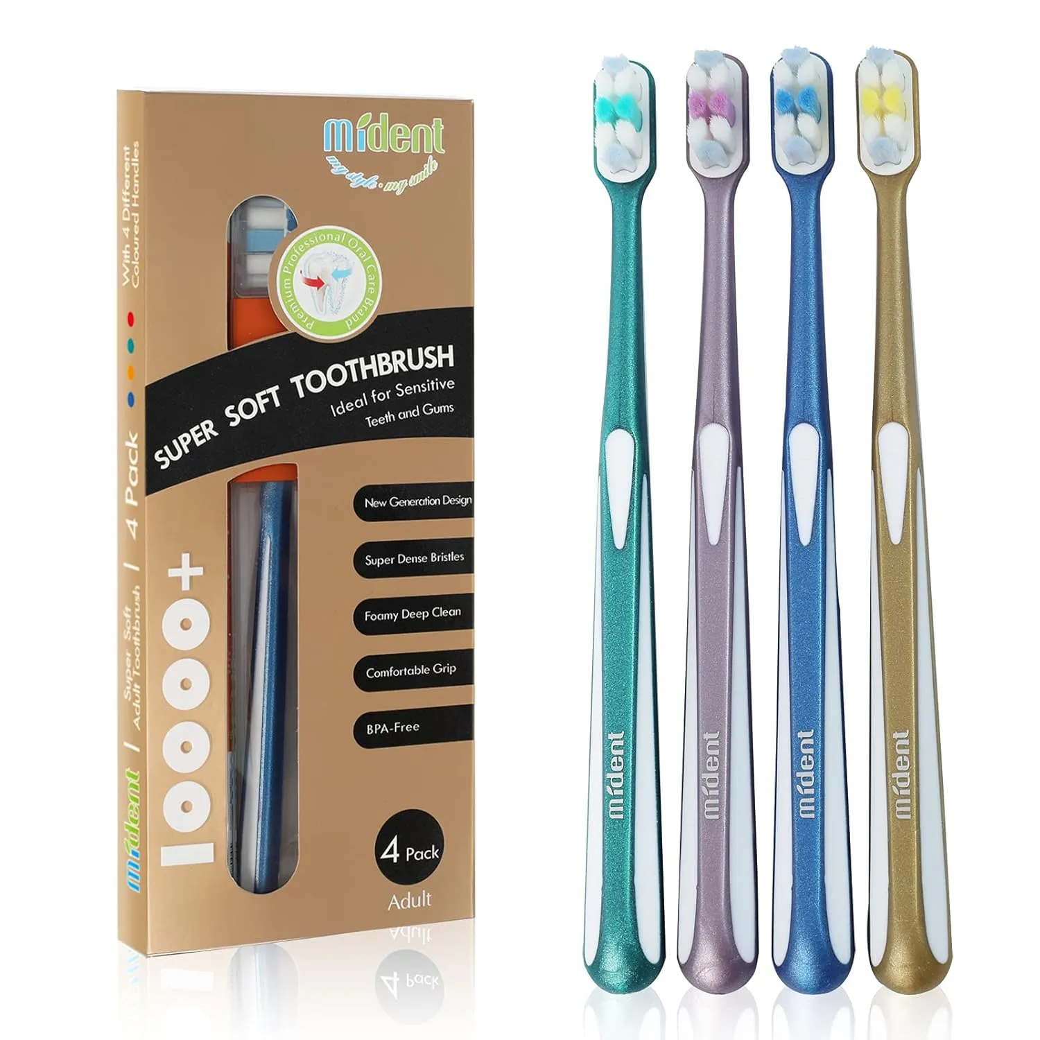Extra Soft Toothbrush for Sensitive Gums and Teeth, Newly Upgraded 10000 Bristles Micro Nano Manual Toothbrush,Ultra Soft Toothbrushes for Adult, Pregnancy and Junior (4 Pack)