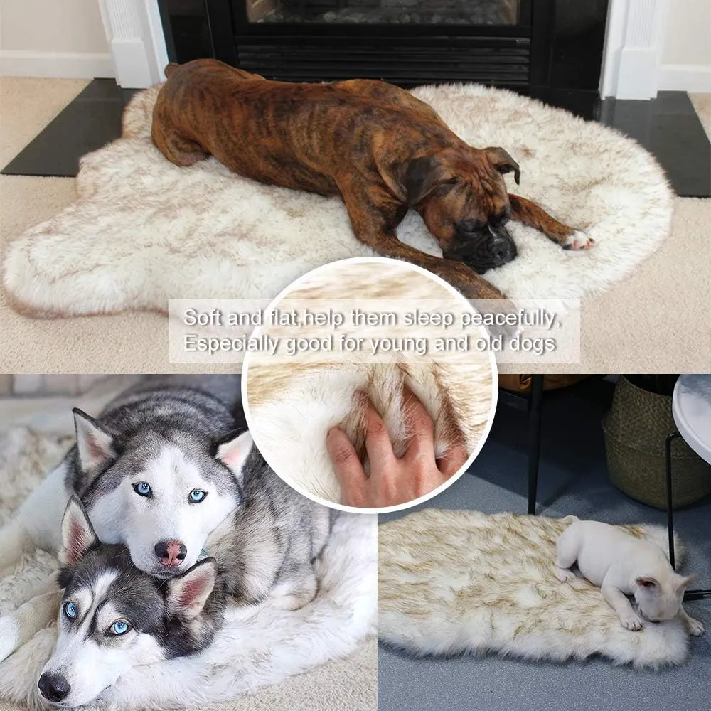 Faux Fur Pet Bed Mat, Thick Luxury Fur Throw Rug, Super Thick Padded with Removable & Washable Cover, Winter Warm Mattress for Dogs and Cats, L/XL