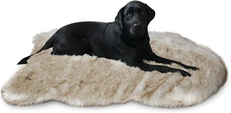 Faux Fur Pet Bed Mat, Thick Luxury Fur Throw Rug, Super Thick Padded with Removable & Washable Cover, Winter Warm Mattress for Dogs and Cats, L/XL