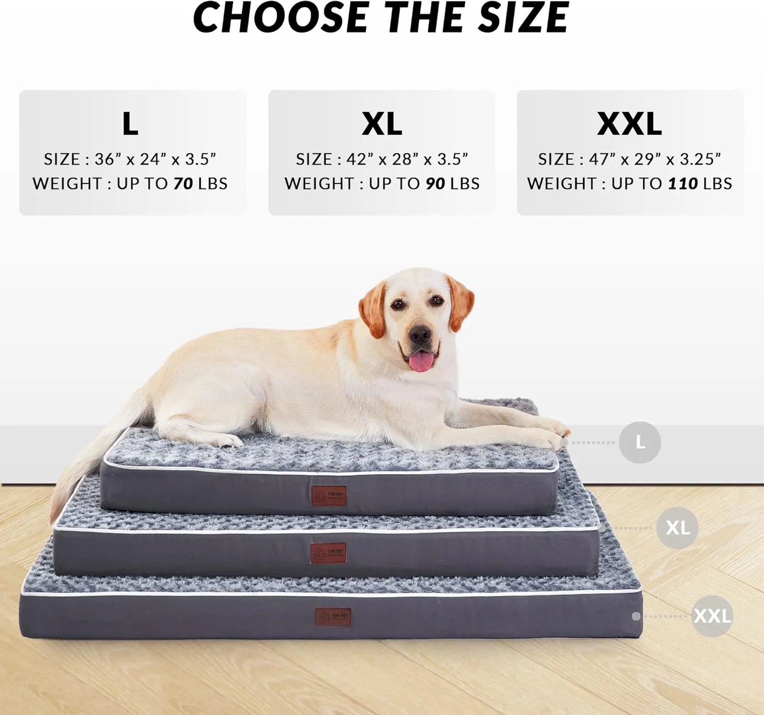 Figopage Orthopedic Memory Foam Dog Bed for Large Dogs, Waterproof Dog Crate Bed, Washable Pet Mat with Removable Cover and Nonskid Bottom