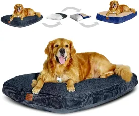 Floppy Dawg Large Dog Bed with Two Removable, Washable Covers and Waterproof Liner. Interchangeable 2-in-1, Classic Pillow, Ortho Memory Foam Blend. Made for Big Dogs up to 90 Pounds.