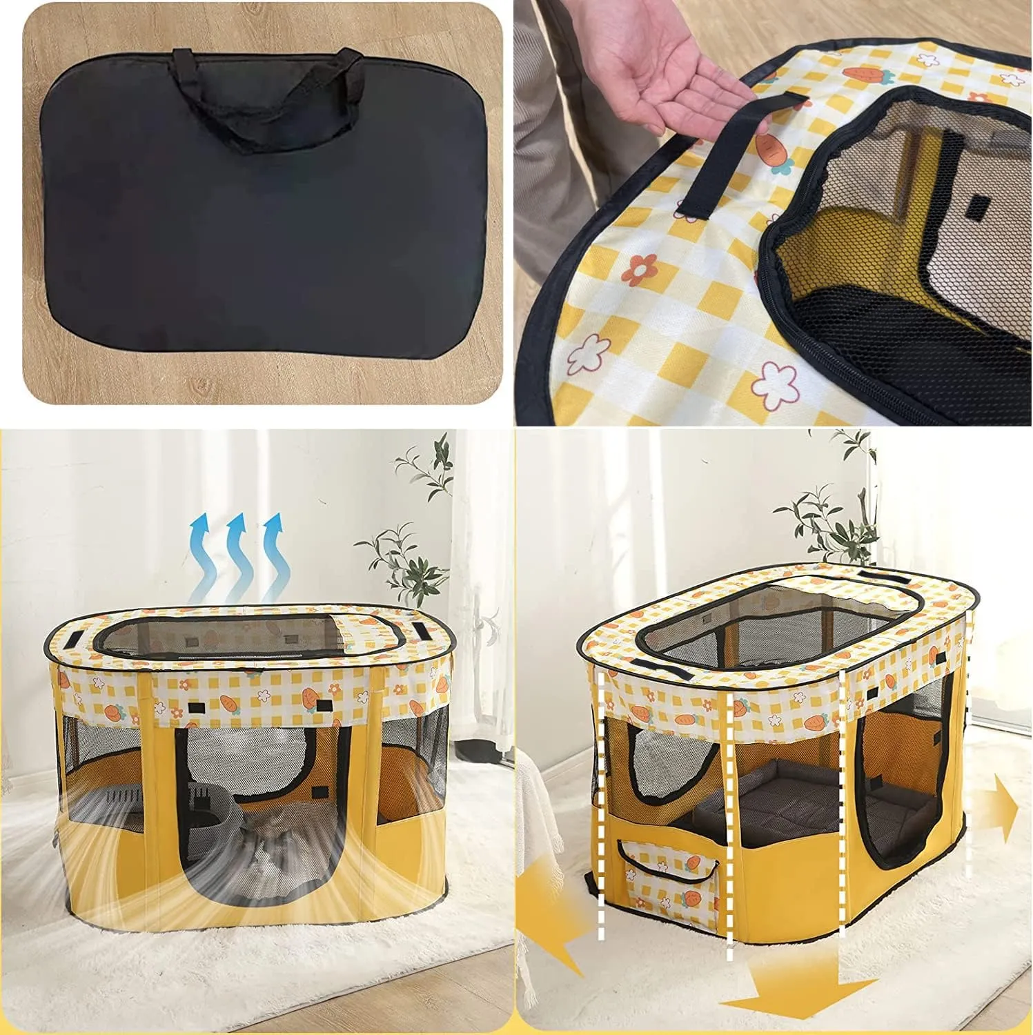 Foldable Pet Playpen, cat playpen, Puppy Play Pen for Indoors (Medium, Pink)
