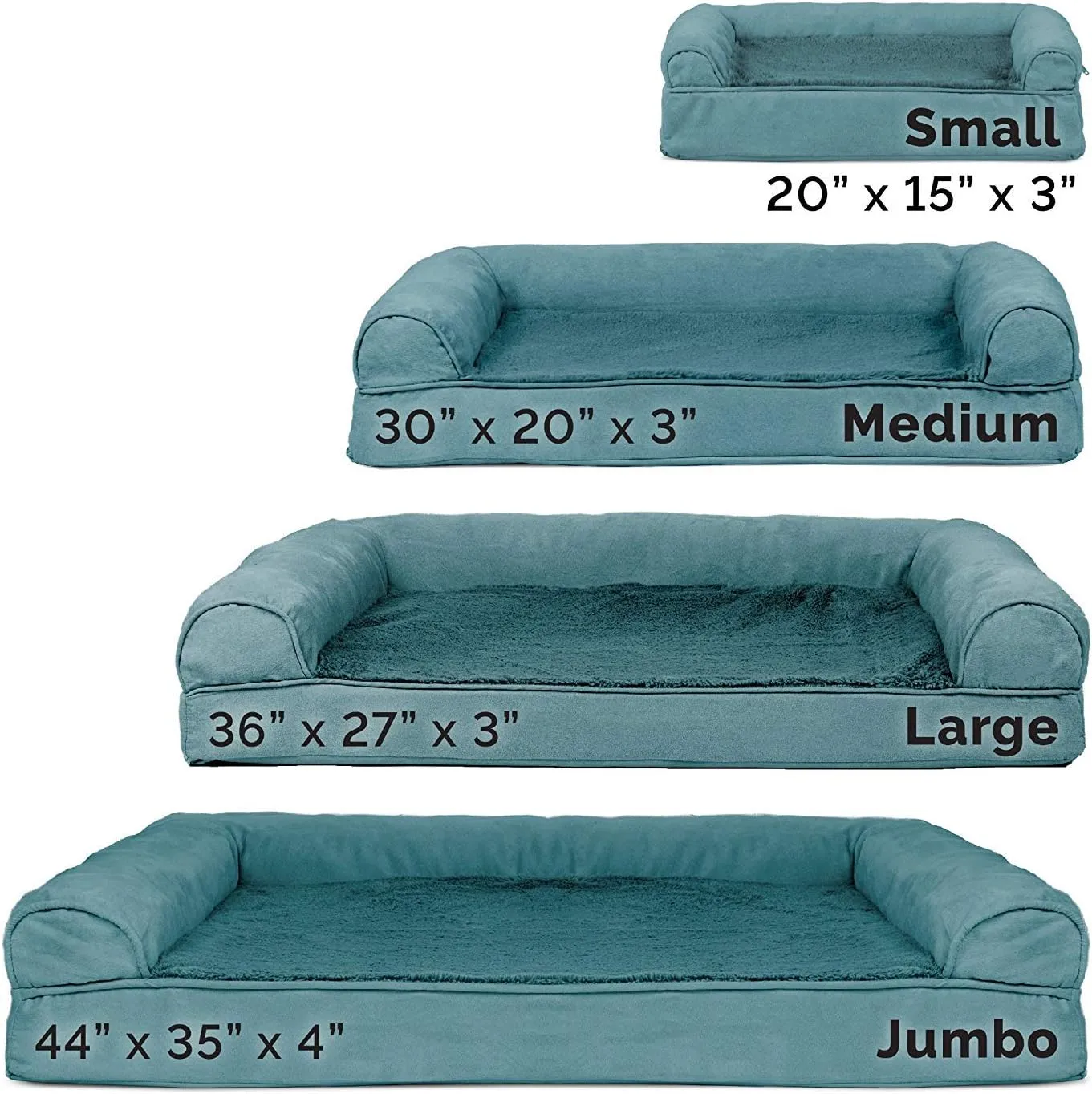 Furhaven Cooling Gel Dog Bed for Large/Medium Dogs w/ Removable Bolsters & Washable Cover, For Dogs Up to 55 lbs - Plush & Suede Sofa - Deep Pool, Large