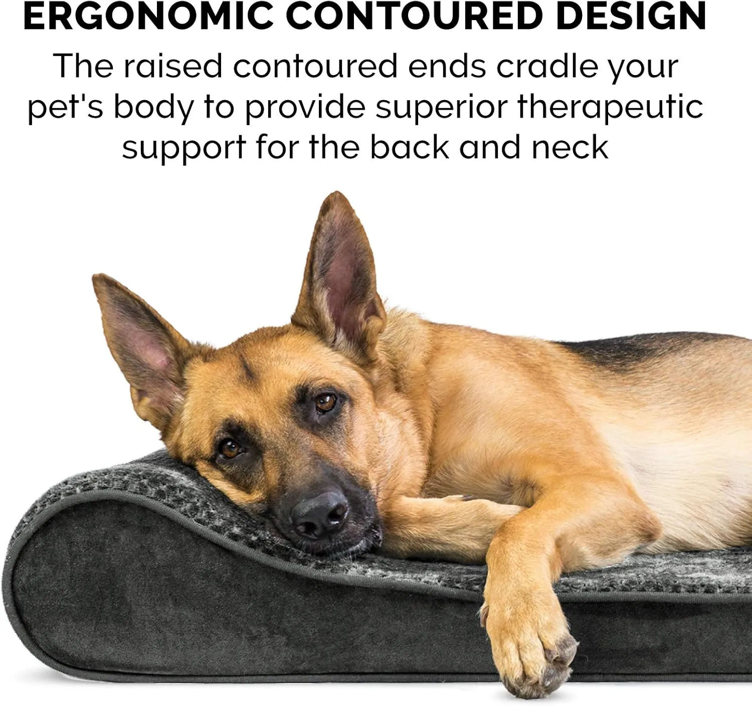 Furhaven Cooling Gel Dog Bed for Large/Medium Dogs w/ Removable Washable Cover, For Dogs Up to 38 lbs - Minky Plush & Velvet Luxe Lounger Contour Mattress - Gray, Large