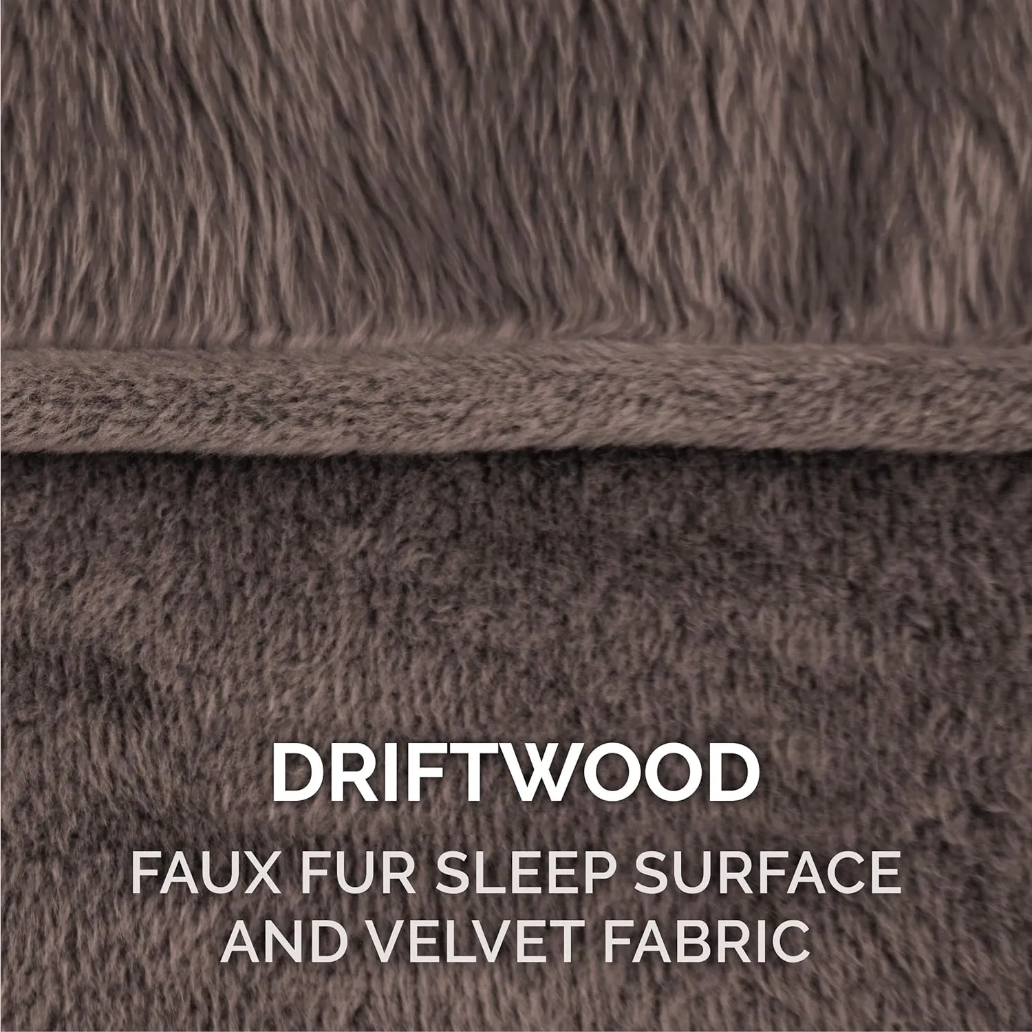 Furhaven Orthopedic Dog Bed for Large/Medium Dogs w/ Removable Bolsters & Washable Cover, For Dogs Up to 55 lbs - Faux Fur & Velvet Sofa - Driftwood Brown, Large