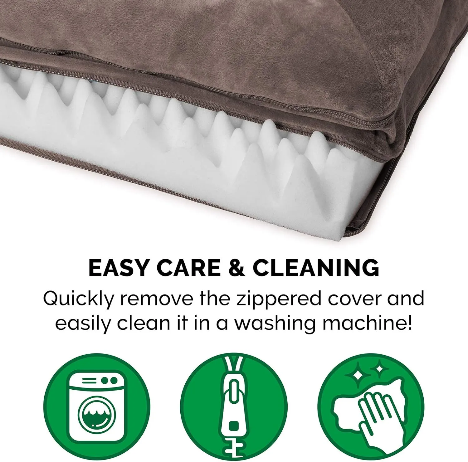 Furhaven Orthopedic Dog Bed for Large/Medium Dogs w/ Removable Bolsters & Washable Cover, For Dogs Up to 55 lbs - Faux Fur & Velvet Sofa - Driftwood Brown, Large