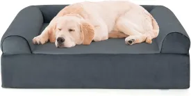 Giantex Cooling Gel Dog Bed for Large Dogs, 40" L Memory Foam Dog Sofa Bed with Washable Cover, Removable Bolsters, Non-Slip Bottom, Pet Couch Dog Crate Mat for Puppies Dogs up to 95 lbs (Gray)