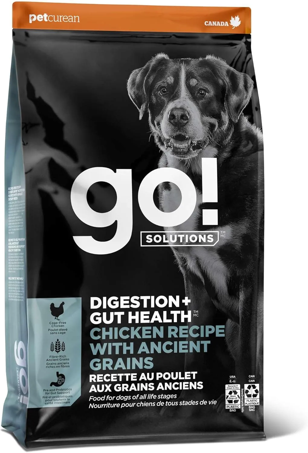 Go! Solutions Digestion   Gut Health, Dry Dog Food, Chicken Recipe with Ancient Grains, 12 lb Bag