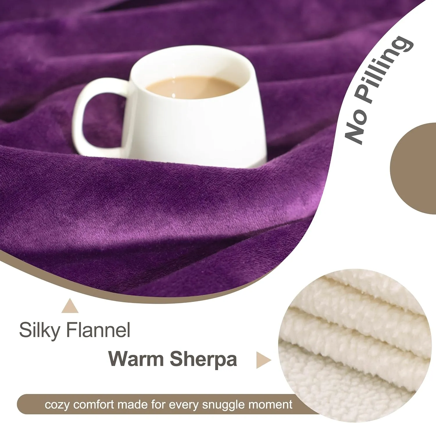 gogobunny Waterproof Bed Blanket, Reversible Sherpa Fleece Throw Blanket for Dog Puppy Cat, Furniture Cover Protects Bed Couch Sofa from Liquid Pee and Pet Fur (Dark Purple, 60x80 inches)