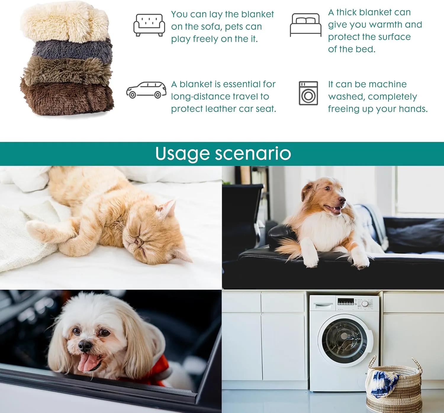 gogobunny Waterproof Dog Blanket for Large Dogs, Cats, Puppy, Reversible Faux Fur Pet Throw Blanket, Washable, Calming Furniture Protection for Sofa Bed (50x60 Inch (Pack of 1), Grey)