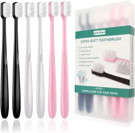 GoldDawn Extra Soft Toothbrush for Sensitive Teeth and Gums Micro Fur Manual Toothbrush with 20000 Ultra Soft Bristle, Excellent Cleaning Effect Perfect for Kids & Adults (6 Pack)
