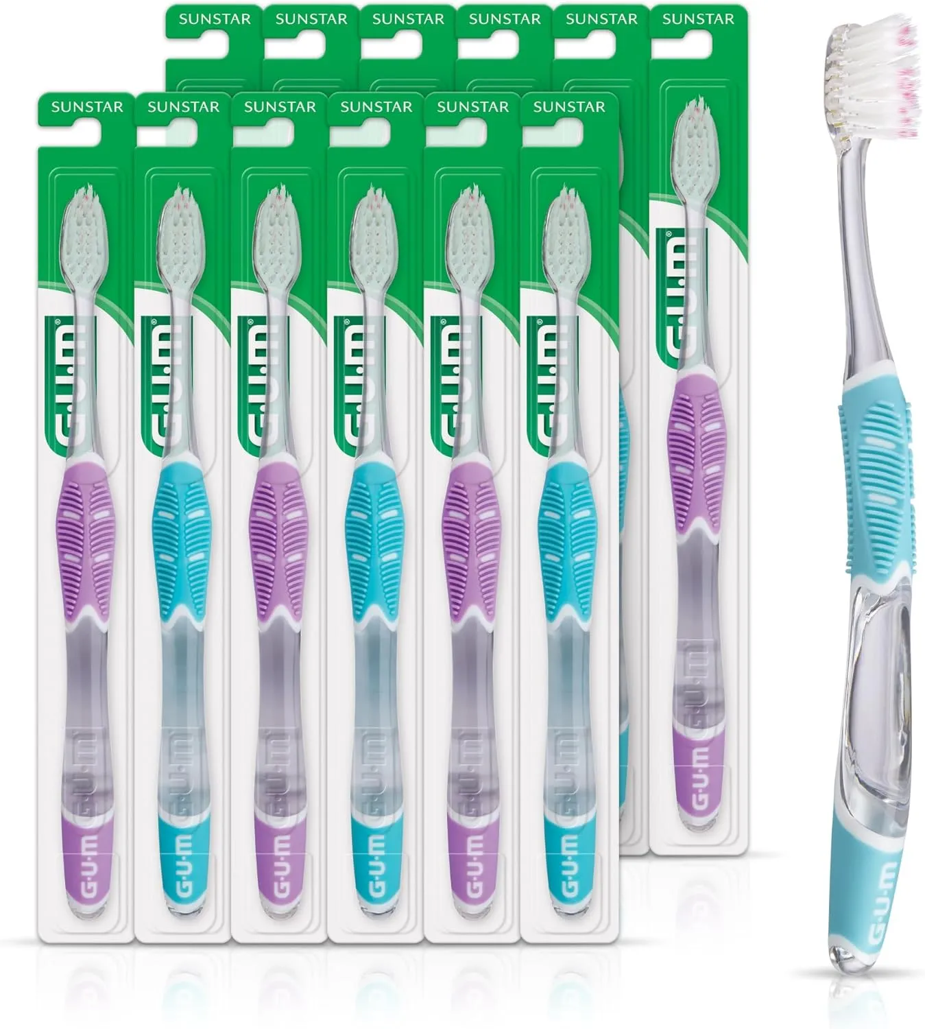 GUM Technique Deep Clean Sensitive Toothbrush, Compact Head & Ultra Soft Tapered Bristles for Adults with Sensitive, 1ct (12pk)