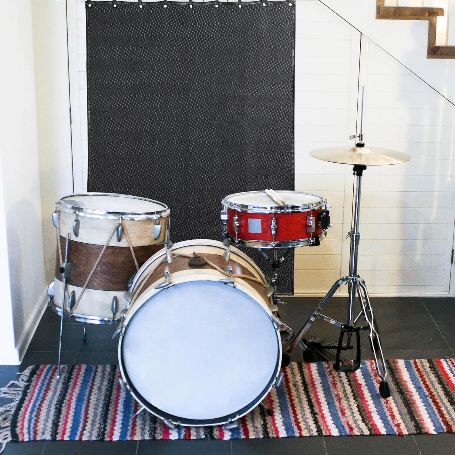 HOMBYS Large Sound Dampening Blanket, 96" x 80" Sound Absorbing Panel with Grommets for Wall Hanging, Noise Reduce Curtains for Recording Studio Use and Basements, 96" x 80", Black