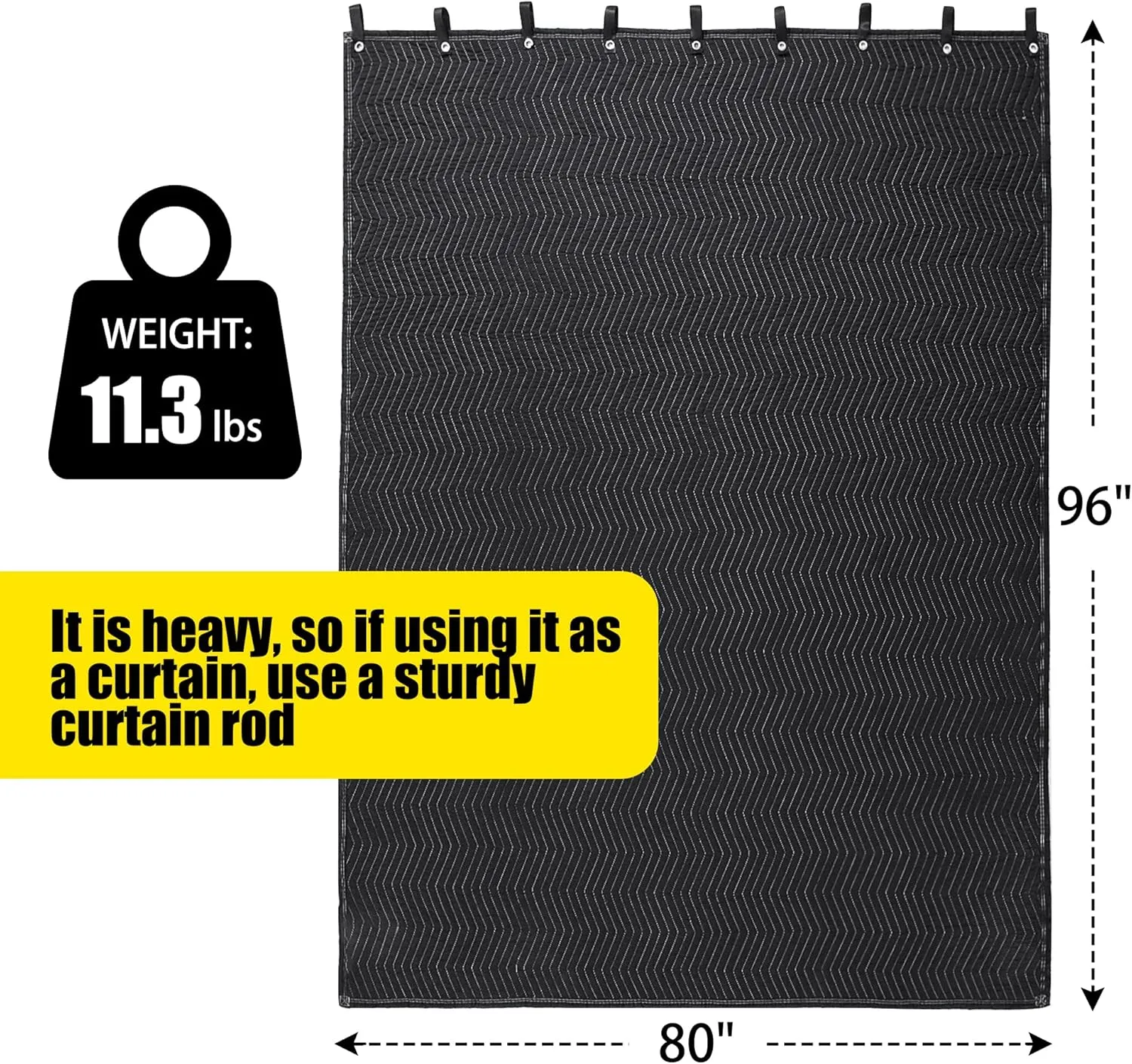 HOMBYS Large Sound Dampening Blanket, 96" x 80" Sound Absorbing Panel with Grommets for Wall Hanging, Noise Reduce Curtains for Recording Studio Use and Basements, 96" x 80", Black