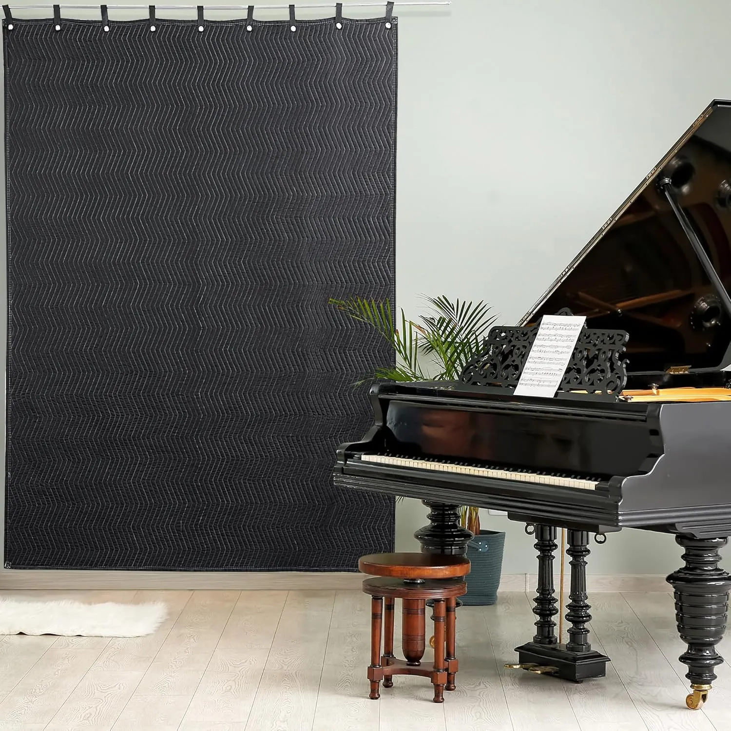 HOMBYS Large Sound Dampening Blanket, 96" x 80" Sound Absorbing Panel with Grommets for Wall Hanging, Noise Reduce Curtains for Recording Studio Use and Basements, 96" x 80", Black