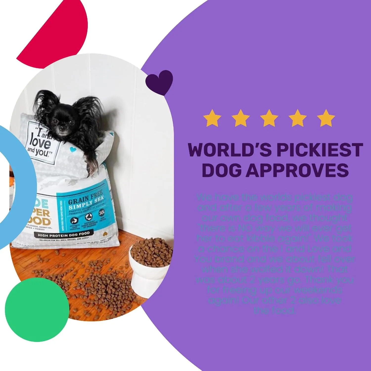 I and love and you Nude Super Food Dry Dog Food - Salmon   Whitefish - Prebiotic   Probiotic, Grain Free, Real Meat, No Fillers, 5lb Bag