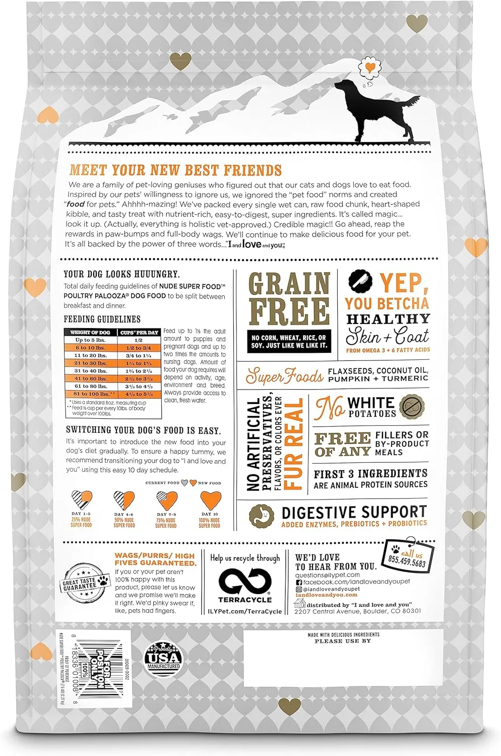 I and love and you Nude Super Food Dry Dog Food - Turkey   Chicken - Prebiotic   Probiotic, Grain Free, Real Meat, No Fillers, 5lb Bag