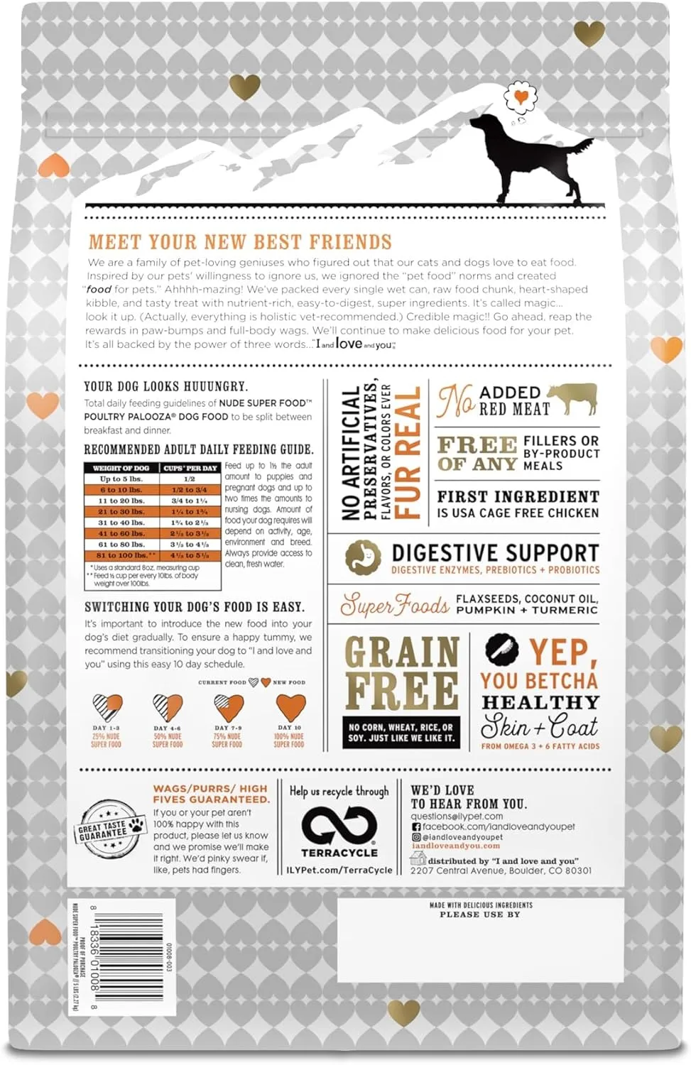 I and love and you Nude Super Food Dry Dog Food - Turkey   Chicken - Prebiotic   Probiotic, Grain Free, Real Meat, No Fillers, 5lb Bag