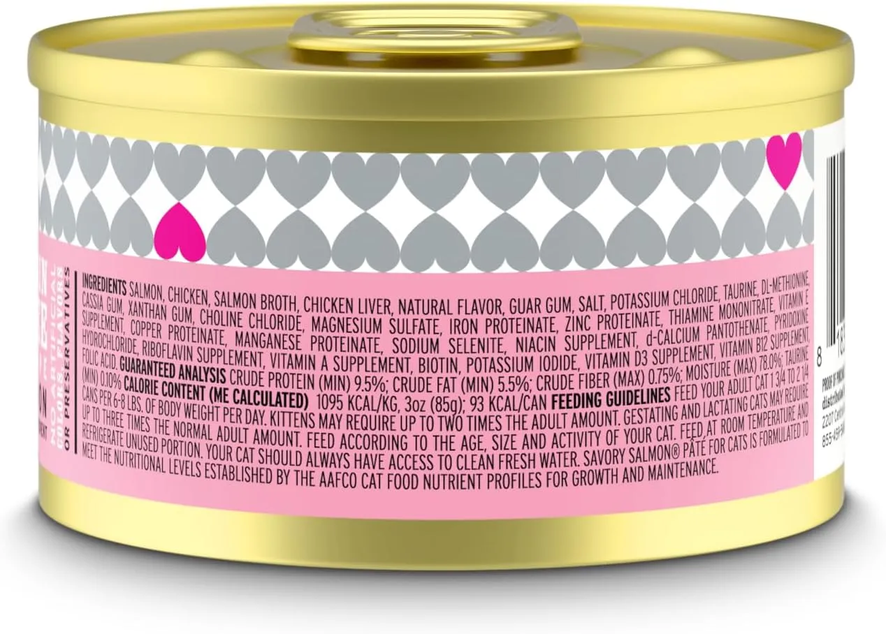 I and love and you Wet Cat Food - Savory Salmon Pt - Salmon Recipe, Grain Free, Filler Free, 3oz Pack of 24 Cans