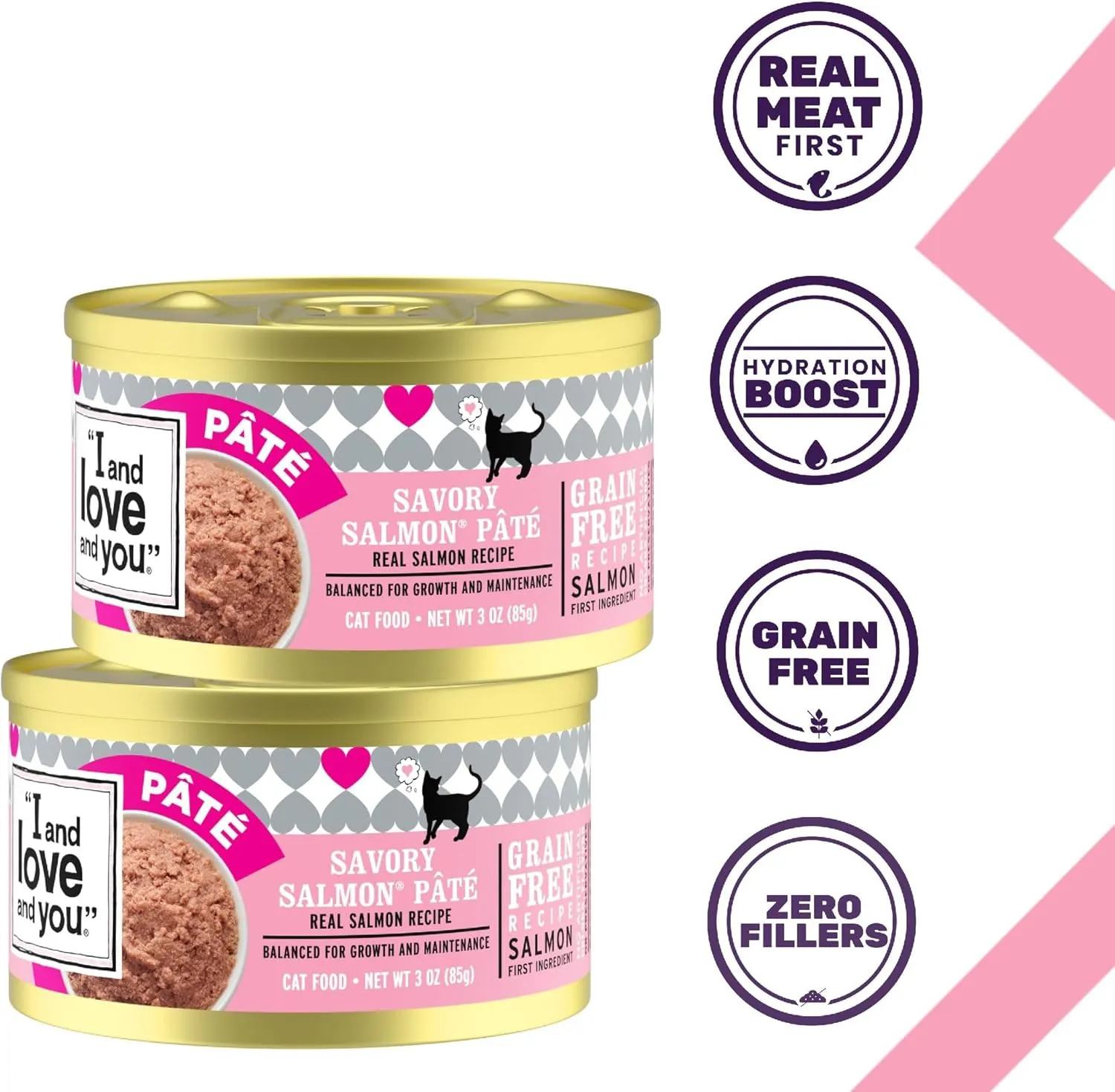 I and love and you Wet Cat Food - Savory Salmon Pt - Salmon Recipe, Grain Free, Filler Free, 3oz Pack of 24 Cans