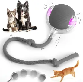 Indoor Cat Interactive Toy Ball Version 2025 - Random Rolling,Flashing on Floor,360 Automatic Rolling Ball Toy for Dogs/Cats (Grey)
