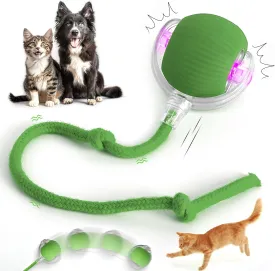 Indoor Cat Interactive Toy Version 2025 - Random Rolling, Flashing on Floor, 360 Automatic Electric Ball for Dogs/Cats (Green)