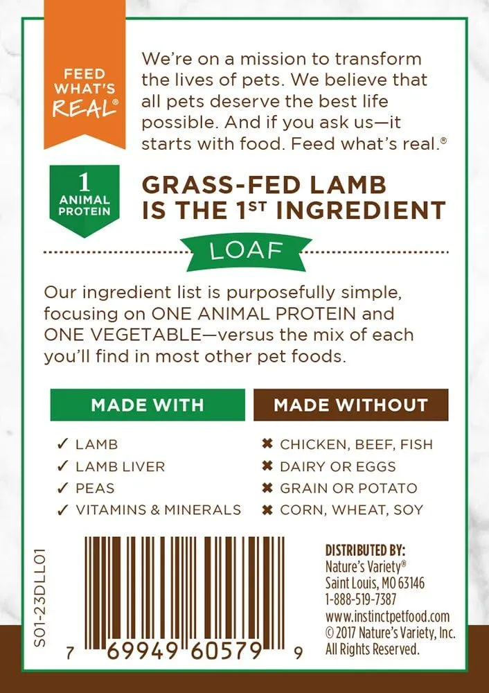 Instinct Limited Ingredient Diet, Wet Canned Dog Food, Grain Free - Real Lamb, 13.2 oz. Cans (Pack of 6)