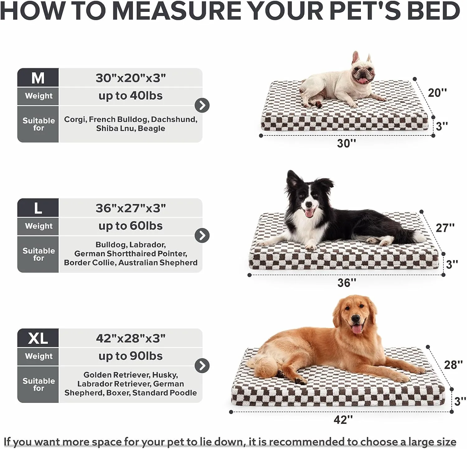 JOEJOY Dog Bed for Large Dogs, Large Orthopedic Dog Bed with Removable Washable Cover, Cute Modern Plush & Memory Egg Crate Foam Dog Bed, 36 x 27 inch, Cofffee