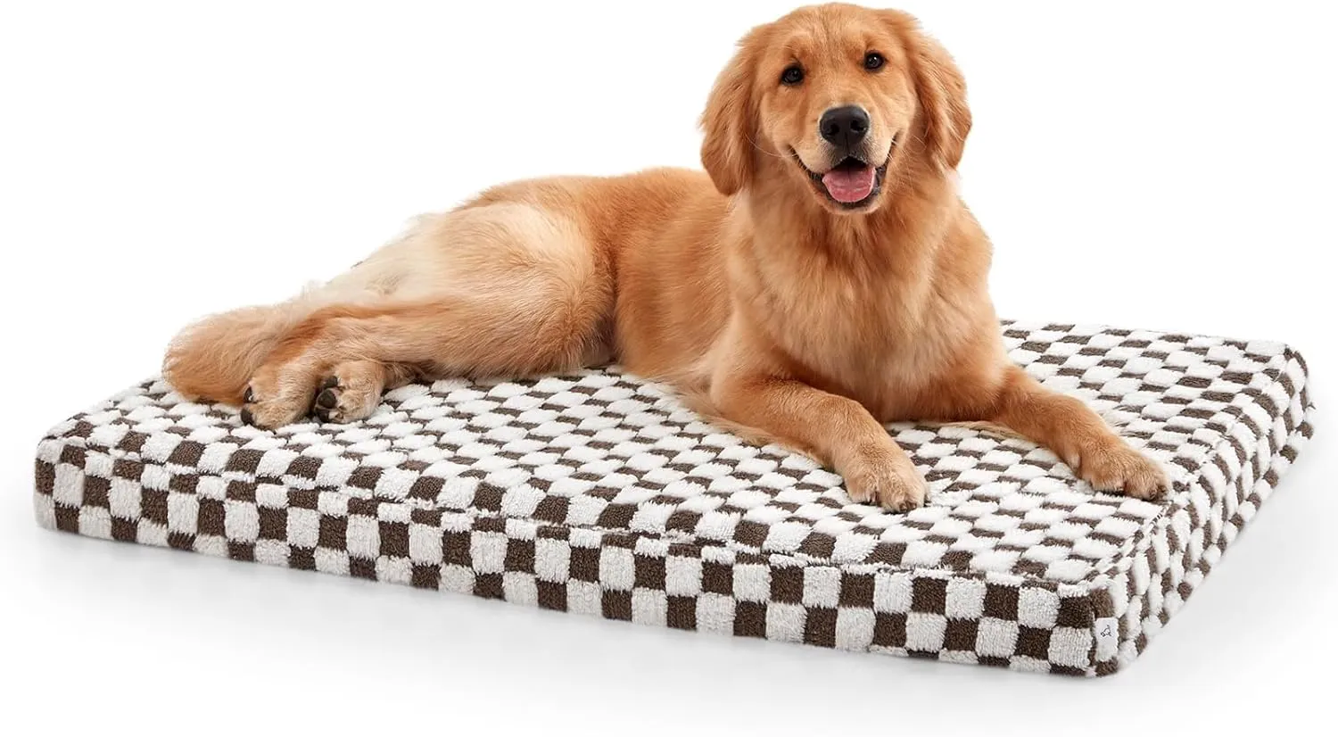 JOEJOY Dog Bed for Large Dogs, Large Orthopedic Dog Bed with Removable Washable Cover, Cute Modern Plush & Memory Egg Crate Foam Dog Bed, 36 x 27 inch, Cofffee