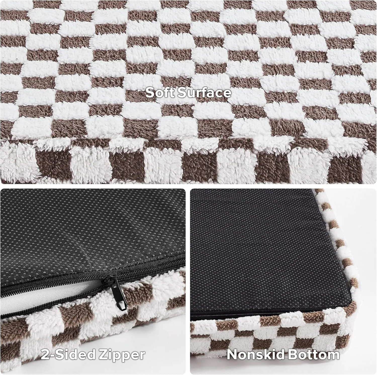 JOEJOY Dog Bed for Large Dogs, Large Orthopedic Dog Bed with Removable Washable Cover, Cute Modern Plush & Memory Egg Crate Foam Dog Bed, 36 x 27 inch, Cofffee