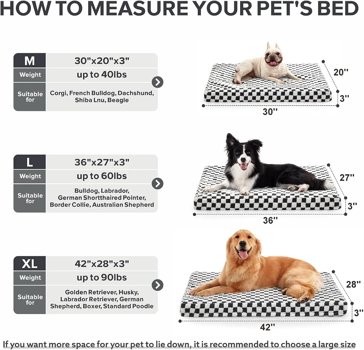 JOEJOY Dog Bed for Large Dogs, XLarge Orthopedic Dog Bed with Removable Washable Cover, Cute Modern Plush & Memory Egg Crate Foam Dog Bed, 42 x 28 inch, Grey