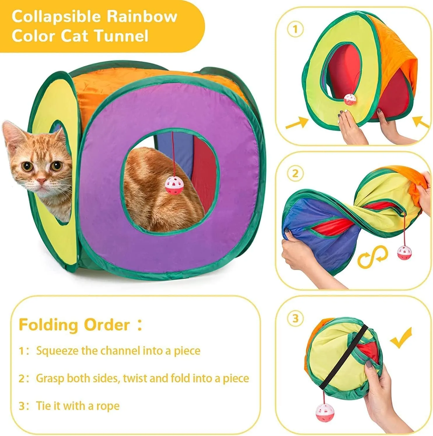 Kitty City Safari Cubee - Cat Cube, Kennel, Bed, Jungle House, and Tunnel With Play Ball