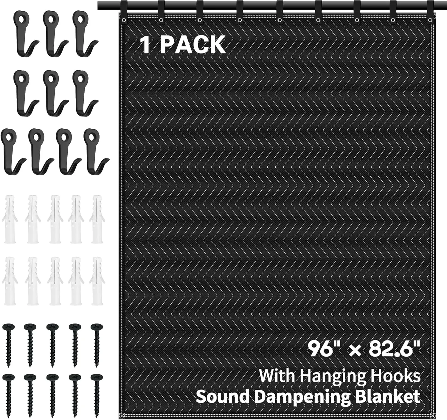 Large Sound Dampening Blanket,96" x 80" Sound Absorbing Studio Blanket,Noise Cancelling Studio Acoustic Blanket Curtain/Light Blocker/Moving Blanket
